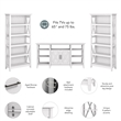 Pemberly Row Tall TV Stand with Bookcases in Pure White Oak - Engineered Wood