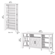 Pemberly Row Tall TV Stand with Bookcases in Pure White Oak - Engineered Wood