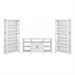 Pemberly Row Tall TV Stand with Bookcases in Pure White Oak - Engineered Wood