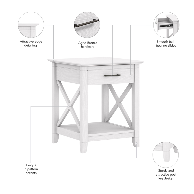 Pemberly Row End Table with Storage in Pure White Oak - Engineered Wood