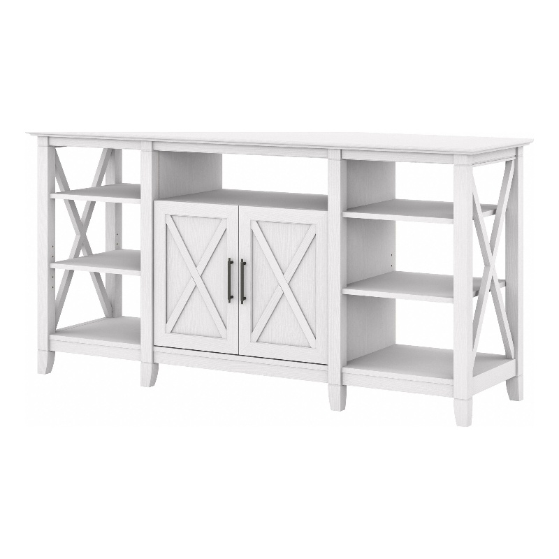Pemberly Row Tall TV Stand for 65 Inch TV in Pure White Oak - Engineered Wood