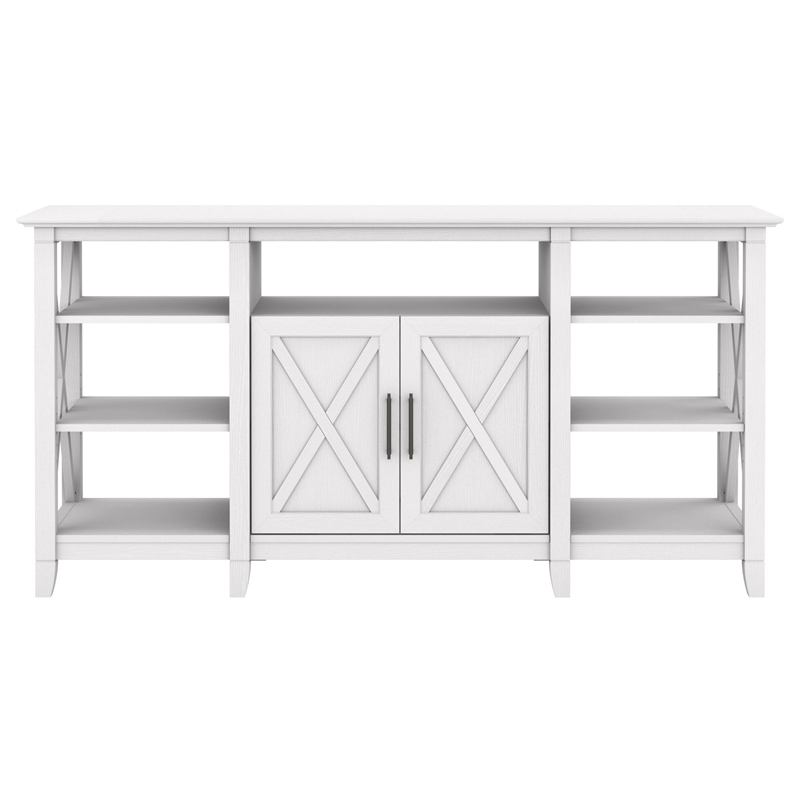 Pemberly Row Tall TV Stand for 65 Inch TV in Pure White Oak - Engineered Wood