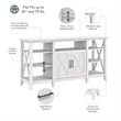 Pemberly Row Tall TV Stand for 65 Inch TV in Pure White Oak - Engineered Wood
