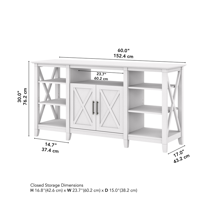 Pemberly Row Tall TV Stand for 65 Inch TV in Pure White Oak - Engineered Wood