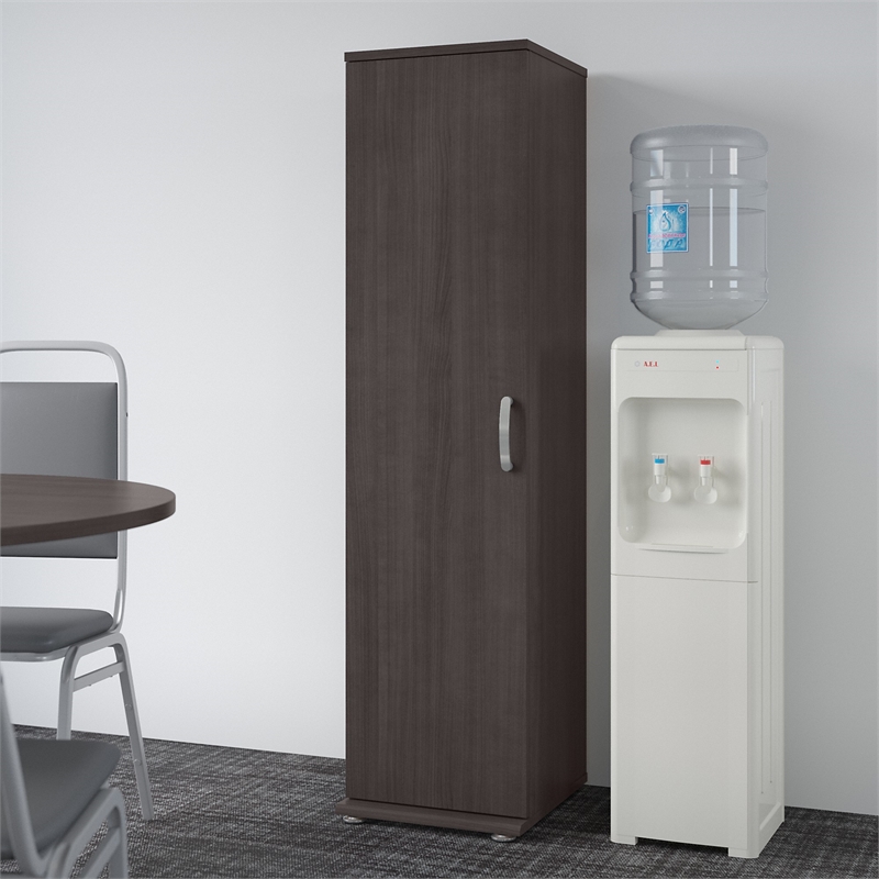 Pemberly Row Engineered Wood Universal Tall Narrow Storage Cabinet in Storm Gray