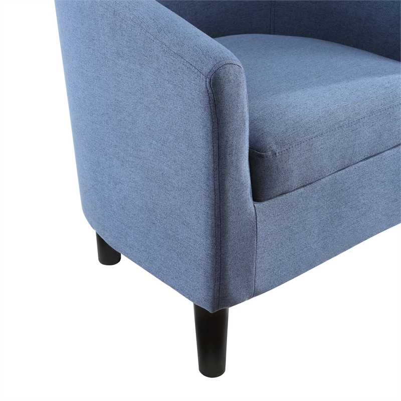 Pemberly Row Modern Accent Chair with Ottoman in Blue Fabric