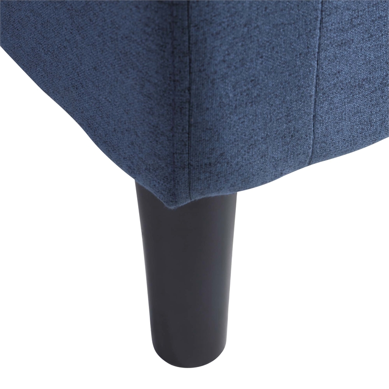 Pemberly Row Modern Accent Chair with Ottoman in Blue Fabric