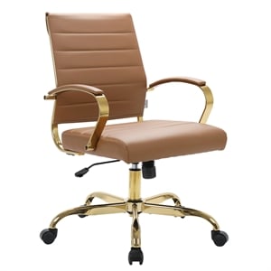 Pemberly Row Modern Adjustable Leather Office Chair In Light Brown