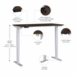 Pemberly Row 60W x 30D Adjustable Desk in Black Walnut - Engineered Wood