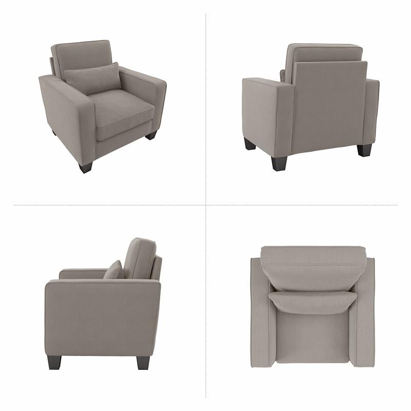 Pemberly Row Accent Chair with Arms in Beige Herringbone Fabric