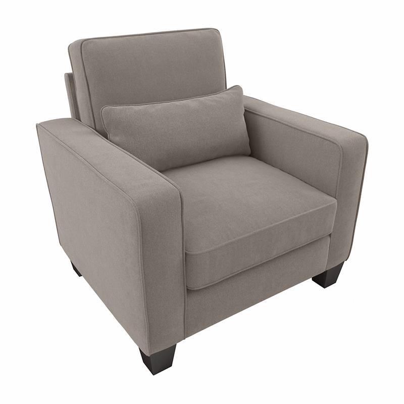 Pemberly Row Accent Chair with Arms in Beige Herringbone Fabric