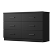 Pemberly Row Contemporary Wood 6 Drawer Double Dresser in Black
