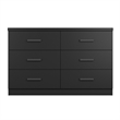 Pemberly Row Contemporary Wood 6 Drawer Double Dresser in Black