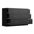 Pemberly Row Contemporary Wood 6 Drawer Double Dresser in Black