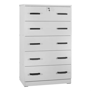 Pemberly Row Wood Tall 5 Drawer Chest Bedroom Dresser in White