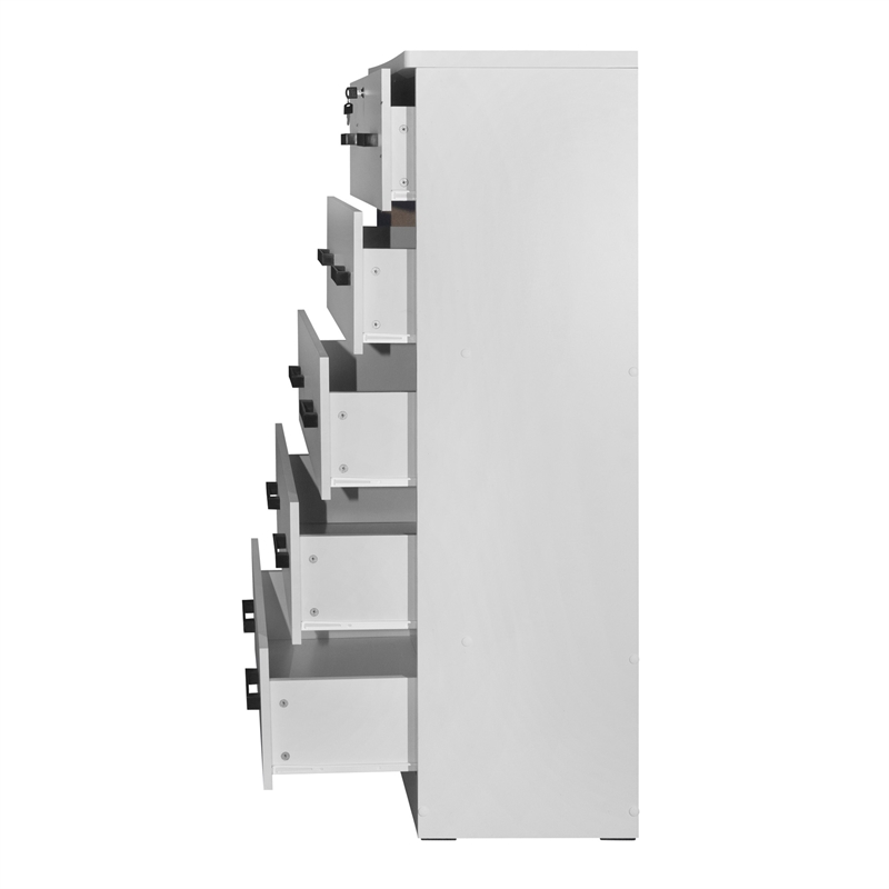 Pemberly Row Wood Tall 5 Drawer Chest Bedroom Dresser in White