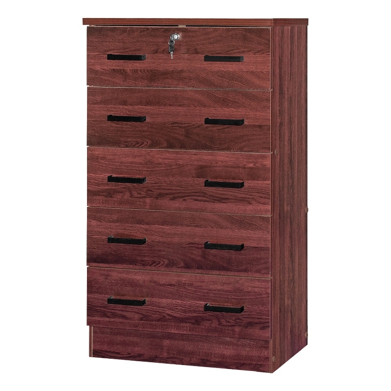 Pemberly Row Wood Tall 5 Drawer Chest Bedroom Dresser Mahogany