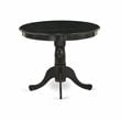 Pemberly Row Antique Round Rubber Wood Dining Table in Wirebrushed Black