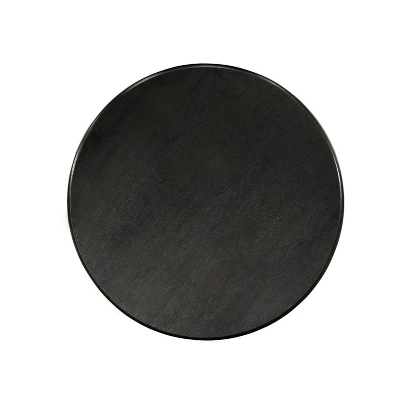 Pemberly Row Antique Round Rubber Wood Dining Table in Wirebrushed Black