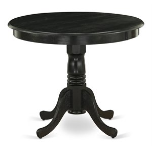 Pemberly Row Antique Round Rubber Wood Dining Table in Wirebrushed Black