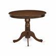 Pemberly Row Antique Round Rubber Wood Dining Table in Walnut