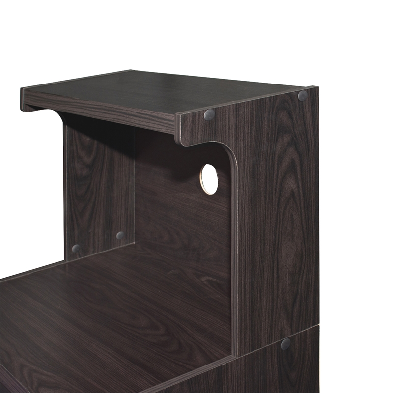 Pemberly Row Contemporary Kitchen Wood Microwave Cart in Tobacco