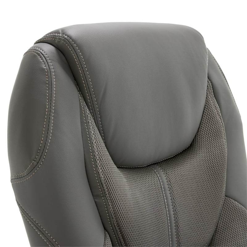 Pemberly Row Contemporary Faux Leather Executive Office Chair in Gray