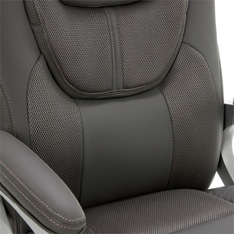 Pemberly Row Contemporary Faux Leather Executive Office Chair in Gray