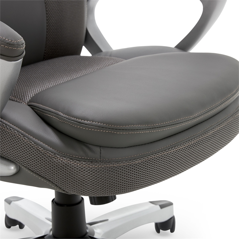 Pemberly Row Contemporary Faux Leather Executive Office Chair in Gray
