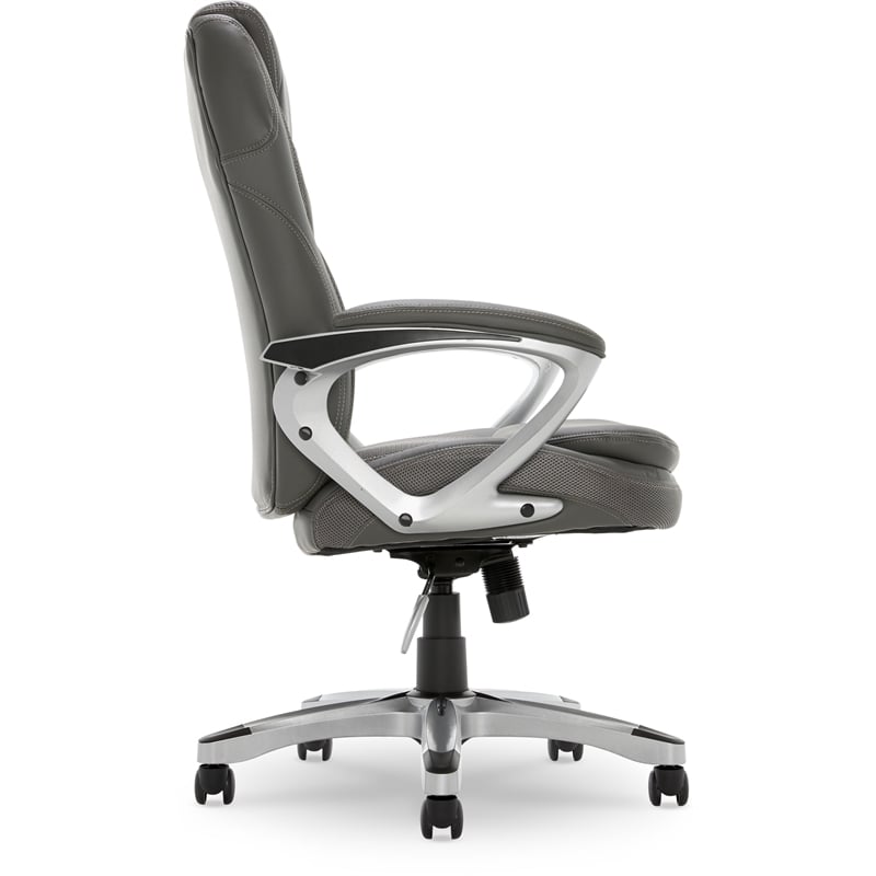 Pemberly Row Contemporary Faux Leather Executive Office Chair in Gray