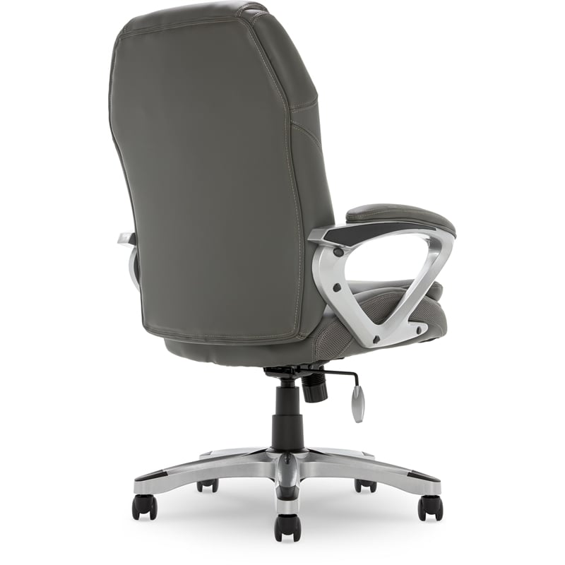 Pemberly Row Contemporary Faux Leather Executive Office Chair in Gray