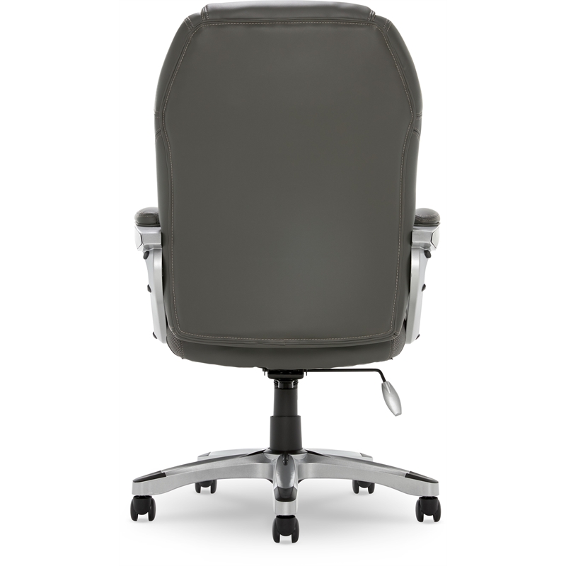 Pemberly Row Contemporary Faux Leather Executive Office Chair in Gray