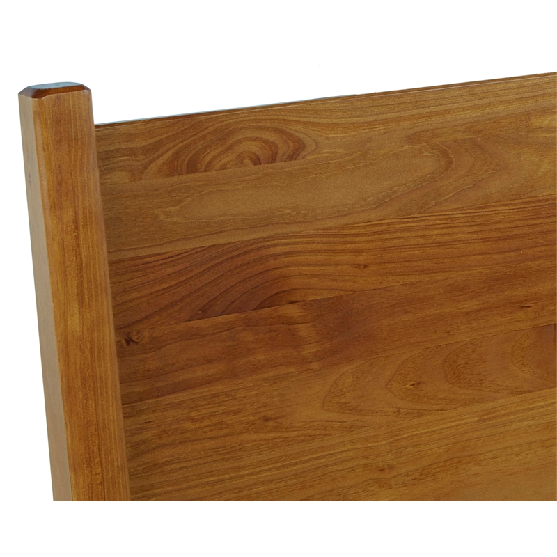 Pemberly Row Mid-Century Solid Wood Full Panel Bed in Castanho Brown