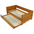 Pemberly Row Mid-Century Solid Wood Twin Daybed and Trundle Set in Brown