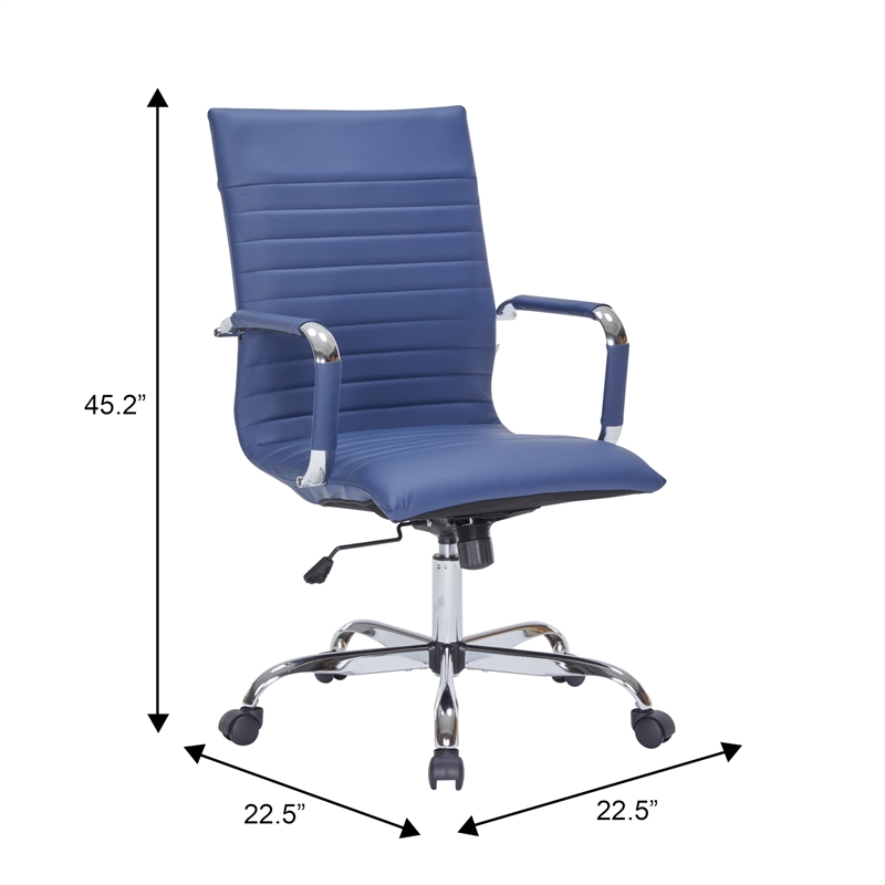 Pemberly Row Leather High-Back Task Office Chair in Navy Blue