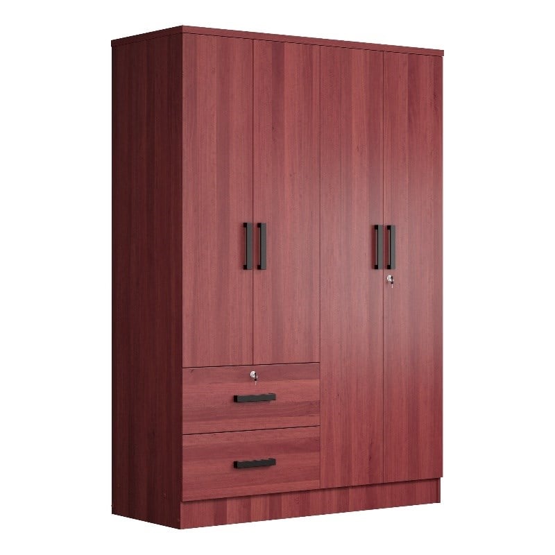 Pemberly Row Modern Wood 4 Doors 2 Drawers Armoire in Mahogany