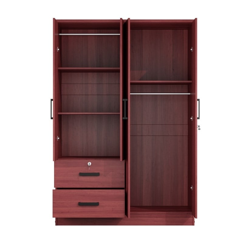 Pemberly Row Modern Wood 4 Doors 2 Drawers Armoire in Mahogany