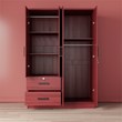 Pemberly Row Modern Wood 4 Doors 2 Drawers Armoire in Mahogany
