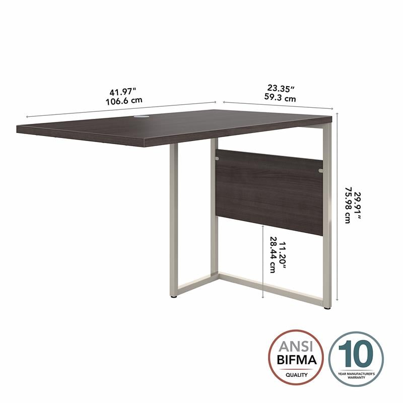 Pemberly Row 42W x 24D Desk Return / Bridge in Storm Gray - Engineered Wood