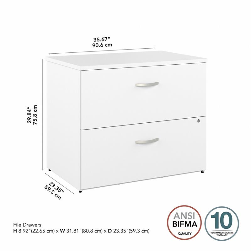 Pemberly Row 2 Drawer Lateral File Cabinet in White - Engineered Wood