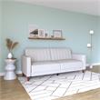 Pemberly Row Tufted Futon and Upholstered Sofa Sleeper Bed in White Faux Leather