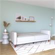Pemberly Row Tufted Futon and Upholstered Sofa Sleeper Bed in White Faux Leather