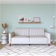 Pemberly Row Tufted Futon and Upholstered Sofa Sleeper Bed in White Faux Leather