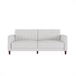 Pemberly Row Tufted Futon and Upholstered Sofa Sleeper Bed in White Faux Leather