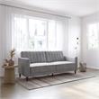 Pemberly Row Tufted Futon and Upholstered Sofa Sleeper Bed in Light Gray Velvet