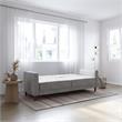 Pemberly Row Tufted Futon and Upholstered Sofa Sleeper Bed in Light Gray Velvet