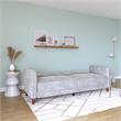 Pemberly Row Tufted Futon and Upholstered Sofa Sleeper Bed in Light Gray Velvet