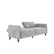 Pemberly Row Tufted Futon and Upholstered Sofa Sleeper Bed in Light Gray Velvet