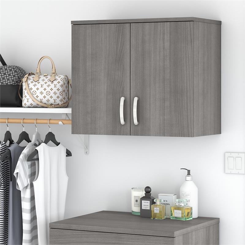 Pemberly Row Closet Wall Cabinet with Doors in Platinum Gray - Engineered Wood