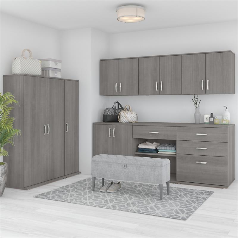 Pemberly Row Closet Wall Cabinet with Doors in Platinum Gray - Engineered Wood